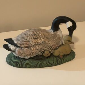 Vintage Ceramic Goose and Gosling Figurine